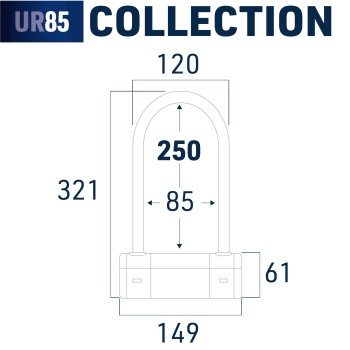 Antivol SRA - U - UR85 - ø18 - 85*250 Homologation Noir & Jaune