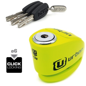 Bloque Disque Ø6 mm avec ALARME - Jaune Fluo