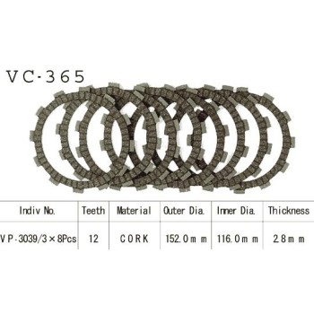 Kit Disques d'Embrayage Garnis Cross Rm 250 1988/1995