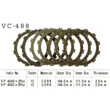 Kit Disques d'Embrayage Garnis Cross Kx125 96 2005