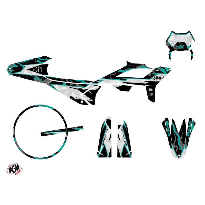 PACK Kit Deco + Housse de Selle 50cc BARBARIAN Beta RR 50 Motard Turqu