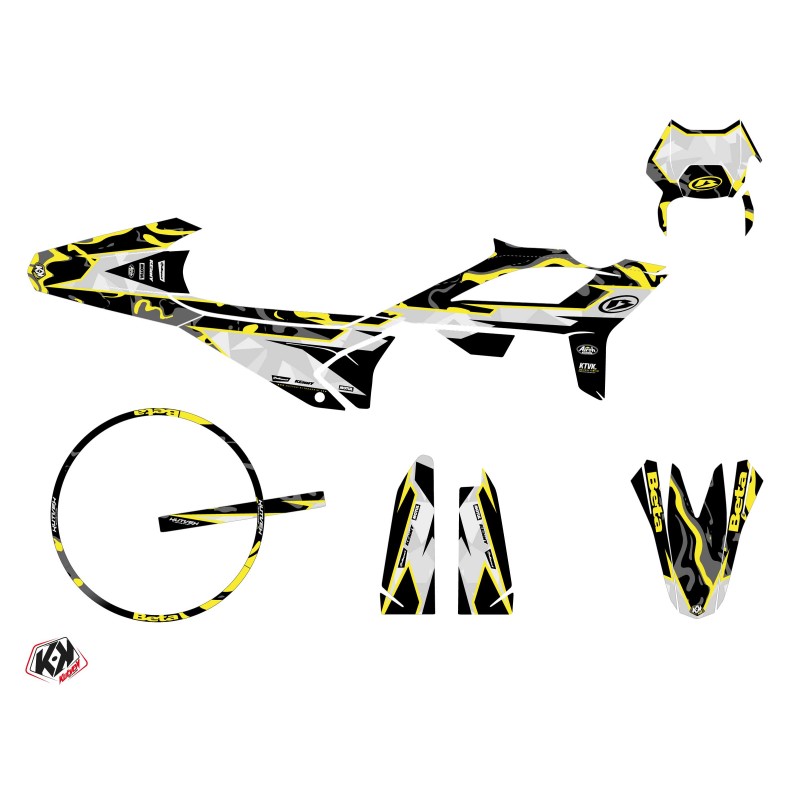 PACK Kit Deco + Housse de Selle 50cc BARBARIAN Beta RR 50 Motard Jaune