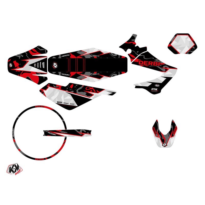 PACK Kit Deco + Housse de Selle 50cc BARBARIAN Derbi Xrace 50 Rouge