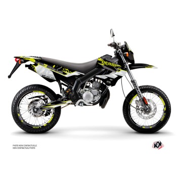 PACK Kit Deco + Housse de Selle 50cc BARBARIAN Derbi Xrace 50 Jaune Ne